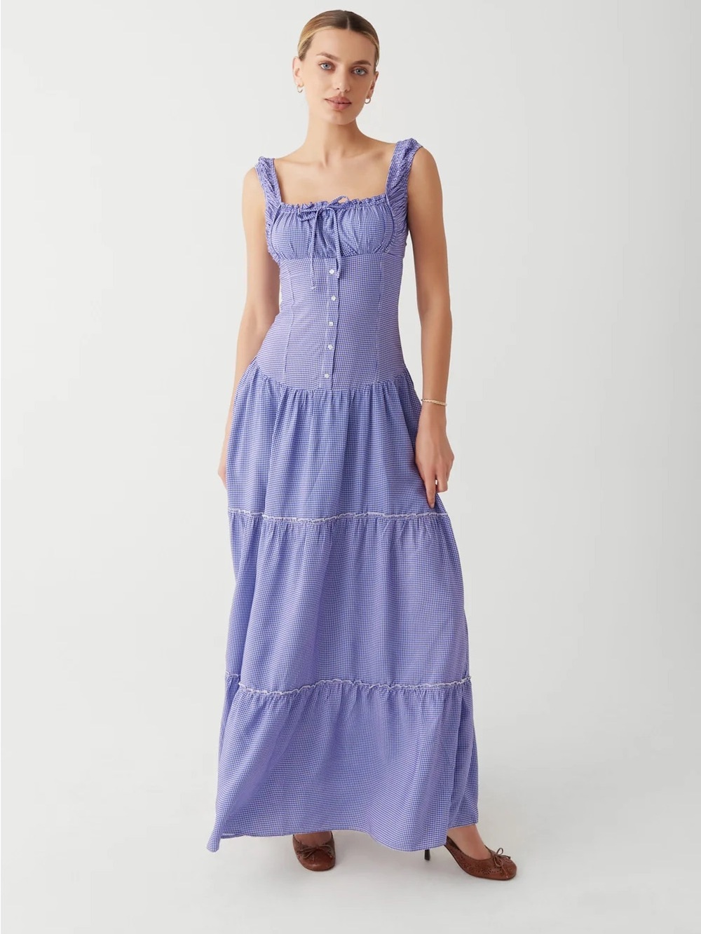 Frankies Bikini Christabelle Ruffle purple/blue Tiered Maxi Dress